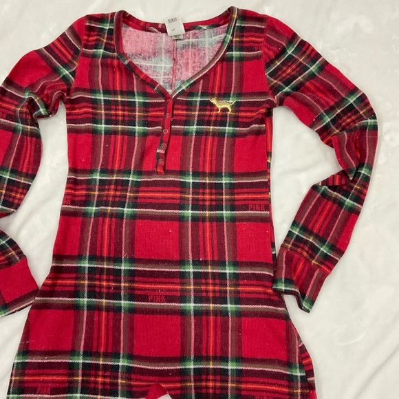 Vintage PINK Victoria's Secret Red Plaid Onesie - Picture 2 of 13